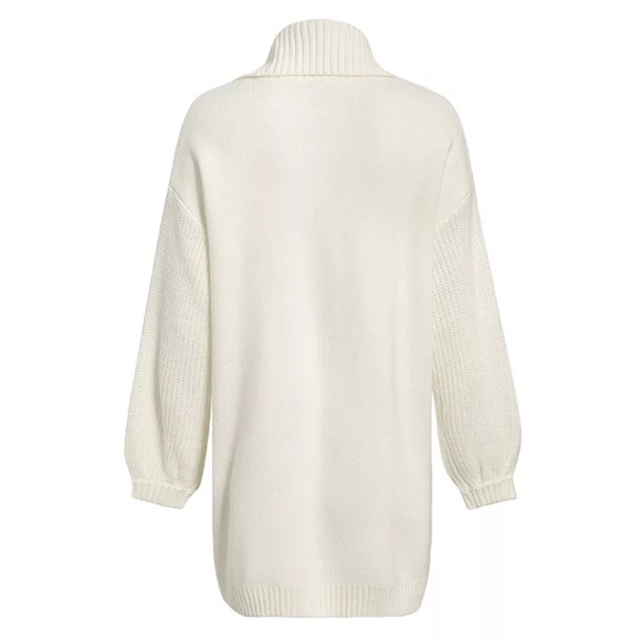 Ivory Ribbed Sleeve Collared Button Up Cardigan - Picture 4 of 6